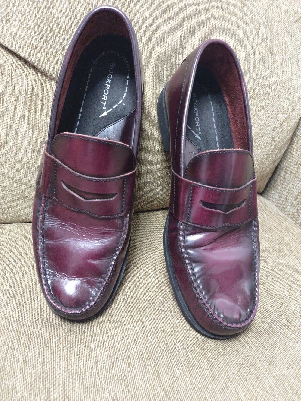 Rockport Men’s Burgundy/Maroon Leather Penny Loafers Size 13 M Dress Shoes.
